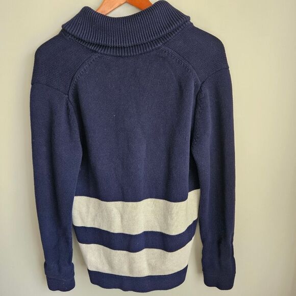 GAP Toggle Shawl Collar Cardigan Men's Small Nautical Navy Rustic Preppy Striped - Picture 3 of 7